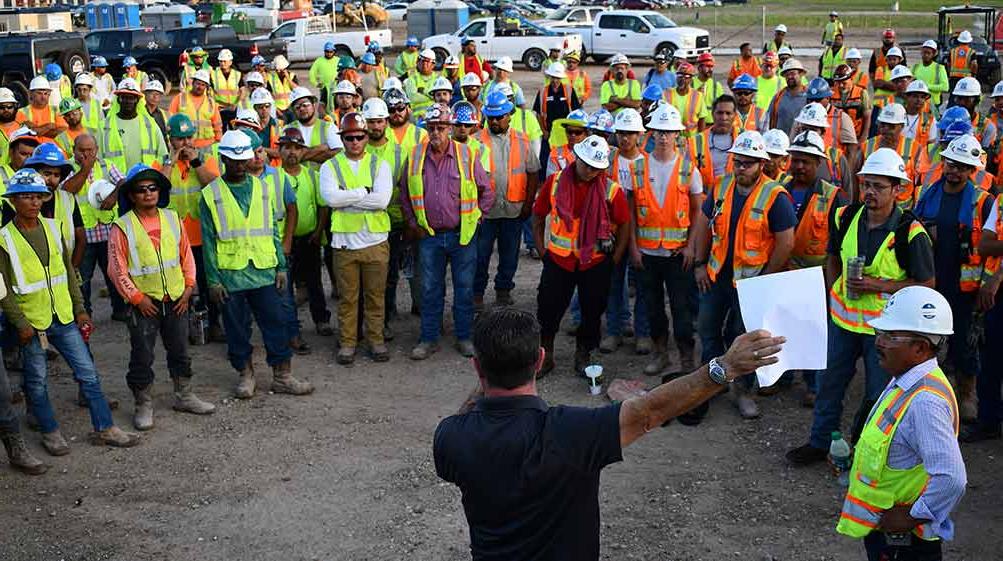 Safety check on construction job site.